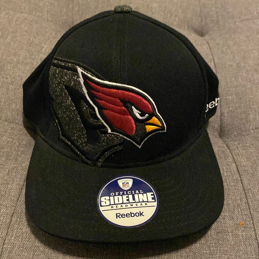 Arizona Cardinals Flat Brim Flex Fit Hat NFL Adult S/M Cap Reebok Black & Red